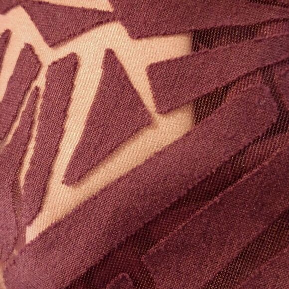 Kelly Renee Geometric Patterned Burgundy Burnt Out Velvet Dress - Picture 9 of 9